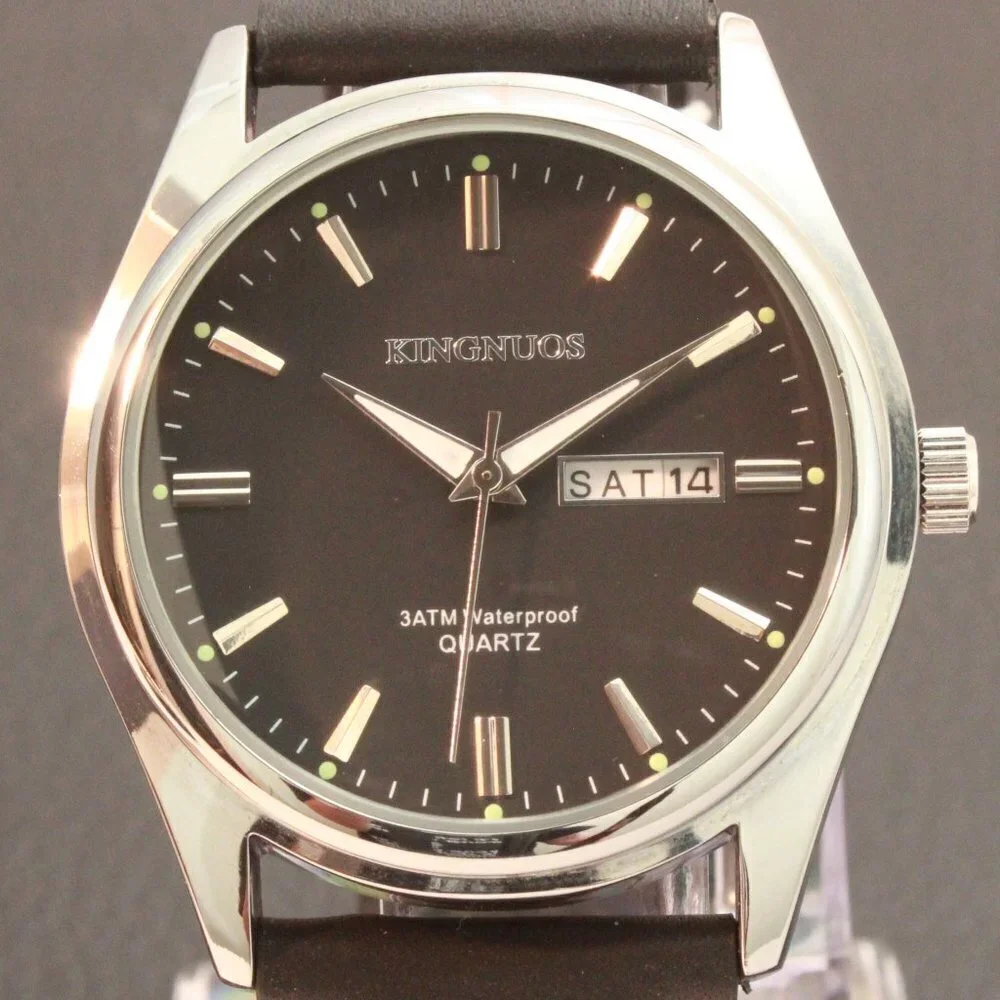 Men's Contemporary Sport Watch Silver Case Black Rally Strap 40mm